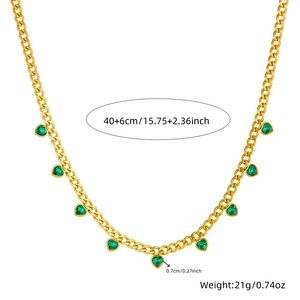 European American Trendy Gold Plated Heart Rhinestone Stainless Steel Chain Necklace For Women Party Jewelry - Product Image 4