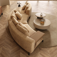 Furnistyle Ensemble de canapés luxueux en cuir italien courbé Mobilier Canapé sectionnel moderne Canapé 7 places avec table d'appoint en marbre