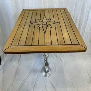 Table en teck à motif étoile très vendue avec des coins arrondis, table carrée de 650*650 mm pour yacht, accessoire de qualité pour camping-car avec bordures - Product Image 3