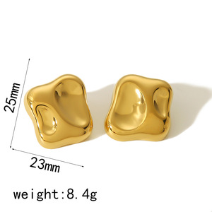 Irregular Geometric <b>Stud</b> Earrings 18k Gold <b>Titanium</b> Steel High-End Fashion Jewelry - Product Image 5