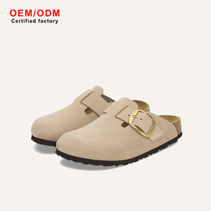 Mules classiques confortables pour femmes en daim de vache, sabots à semelle en bois, antidérapants, légers, souples, durables, chaussures plates décontractées et tendance 2026 - Product Image 1