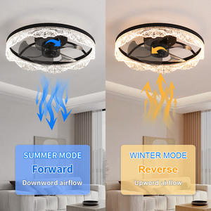 Ventilateur de plafond minimaliste nordique à 5 pales, 11,8 pouces, LED DC, 6 vitesses, 3000K-6500K, intelligent, silencieux, application/télécommande, gradation, matériau en fer - Product Image 2