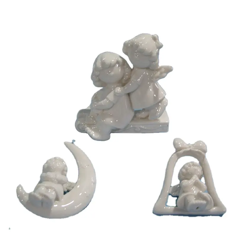 Decorazioni personalizzate per interni in ceramica con figurine di angelo in ceramica