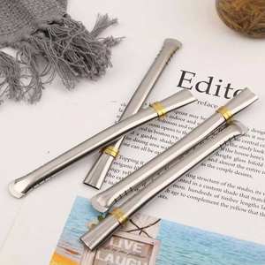 Diseño de boca plana Grado alimenticio 304 Acero inoxidable Metal Reutilizable Beber Forma plana <span class=keywords><strong>Yerba</strong></span> <span class=keywords><strong>Mate</strong></span> Paja - Product Image 3
