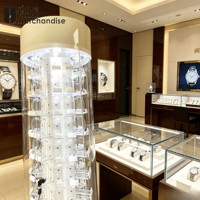 Vitrine rotative personnalisable pour cosmétiques, présentoir tournant en acrylique à 360° pour magasin de maquillage, éclairage LED