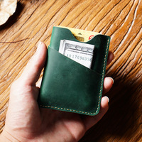 Dompet Pria Kulit Asli Crazy Horse Retro Original Spot Custom, Dompet Pendek Kecil Kasual, Tempat Kartu, Dompet Koin Buatan Tangan