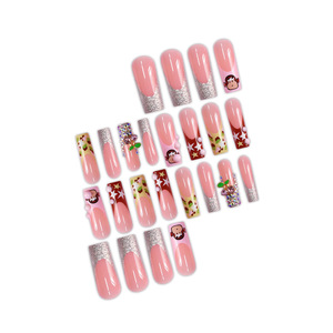 24 pezzi simpatico cartone animato francese scimmietta stelle lunghe pipa ad acqua armatura indossabile che fa scoppiare unghie artificiali vendita dito caldo - Product Image 2