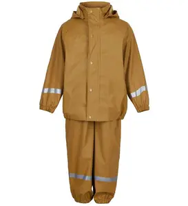 Veste de pluie en caoutchouc PU unisexe pour enfants, ensemble de salopette imperméable coupe-vent pour enfants