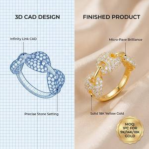 แหวนทองคำ 18K ลาย Curb Link ประดับเพชรเต็มวง 1.44 กะรัต ดีไซน์เรียบหรูสำหรับใส่ทุกวัน - Product Image 1