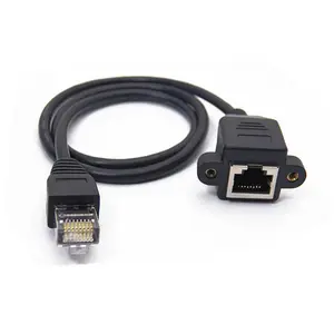 0.3M-1.5M RJ45 RJ-45 Cat5ชายกับหญิง LAN Ethernet เครือข่ายต่อสายเคเบิลแผง Mount + สกรู30Cm