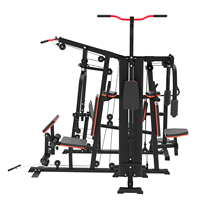Équipement de musculation multifonctionnel commercial à 5 stations, machine d'entraînement de force intégrée, pile de poids de 90 kg, acier fin, unisexe