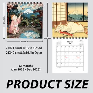 ปฏิทินติดผนังแบบสันห่วงปี 2027 กระดาษอาร์ต 300 แกรม พิมพ์ภาพตามสั่ง ลายแมว ปฏิทิน 12 เดือน สำหรับวางแผนรายปี เหมาะสำหรับเป็นของขวัญส่วนตัว - Product Image 6