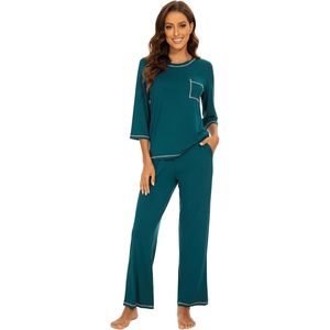 Pyjama personnalisé pour femme en viscose de bambou, haut à manches 3/4 et pantalon long, ensemble de vêtements de nuit rafraîchissants, super doux, tailles S-XXL - Product Image 3