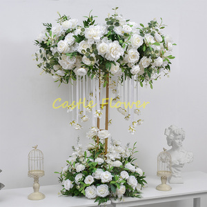 Los centros de mesa de flores de mesa redonda 5D de aduanas vienen con soporte de seda Rosa hortensias boda arreglos florales artificiales - Product Image 5