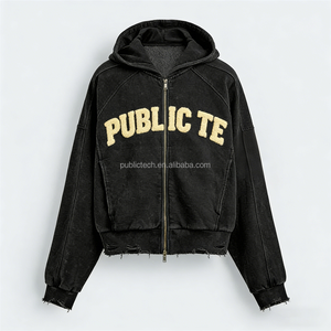 Fabricante OEM de Ropa: Sudadera con Capucha para Hombre con Cremallera, 420 g/m², 100% Algodón, Corte Holgado, Bordado, Lavado Ácido y Efecto Desgastado - Product Image 1