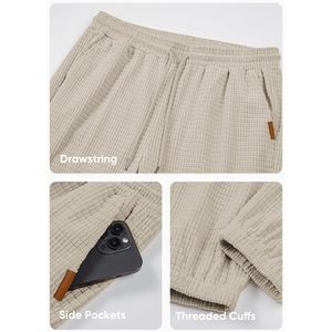 JMIERR Pantalones Casuales para Hombre 100% Algodón Waffle Texturizado Cordón Joggers con Estiramiento Cintura Elástica Cremallera Decoraciones Tamaño 6XL - Product Image 4