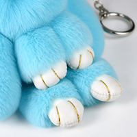 Porte-clés en peluche lapin bleu ciel Zaves, doux et moelleux, breloque de sac tendance, fermoir en alliage, adorable accessoire Kawaii pour sac à dos et clés