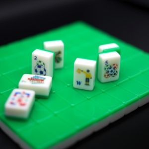 Jeu <span class=keywords><strong>de</strong></span> Mahjong Américain Imprimé Football, 160 Tuiles Lisses et Arrondies avec Supports et Poussoirs pour le Divertissement Familial - Product Image 5