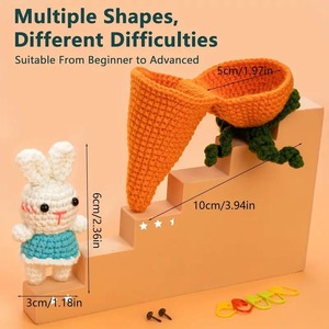Kit de crochet pour adultes, animaux en peluche lapin carotte orange, avec vidéo étape par étape, kit de tricot pour animaux en peluche, cadeau pour enfants - Product Image 3