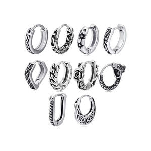 Acciaio inossidabile vecchio colore Punk drago modello incernierato orecchini a cerchio polsino per gli uomini <span class=keywords><strong>Piercing</strong></span> gioielli di moda - Product Image 1