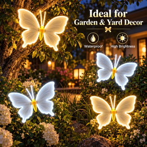 Lampe de décoration LED extérieure en forme de papillon, lumière blanche chaude et blanche froide pour jardin, cour, terrasse, décoration de vacances - Product Image 4