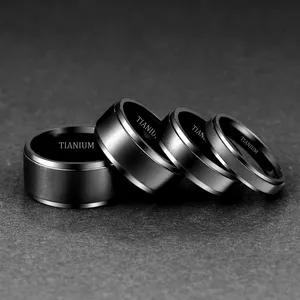 Заводская оптовая цена, мужские Модные ювелирные кольца с черным покрытием, матовые титановые кольца для свадьбы, подарок на день Святого Валентина