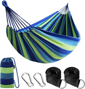 Hamaca <span class=keywords><strong>de</strong></span> Algodón Portátil para Acampar, <span class=keywords><strong>Hamacas</strong></span> Resistentes para Colgar en el Jardín, Hamaca <span class=keywords><strong>de</strong></span> Tela Cómoda con Correas para Árboles - Product Image 1