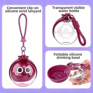 Bouteille d'eau portable pour animaux de compagnie, bol à boire pliable en silicone, anti-fuite, avec sangle de poignet, bouteille d'eau sphérique portable pour animaux de compagnie - Product Image 3