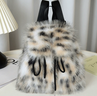 Sac à dos en fausse fourrure de renard pour femmes, avec cordon de serrage, fermeture magnétique, grande capacité, sac d'école décontracté pour étudiantes, mignon