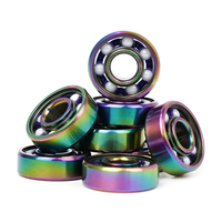 Billes en céramique blanches ABEC-7 6-8mm ID 22mm OD C0, roulements de skateboard à double rangée en acier chromé, à roulement rapide, avec retenue en nylon