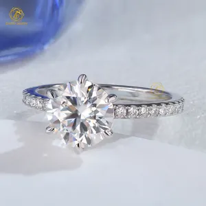 18k Solid Gold 1carat 2carat 3carat Round Brilliant Cut Six Prong Setting Lab Grown Diamond Solitaire Ring For Valentine's Day