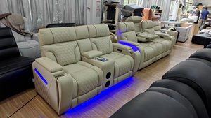 Conjunto de Muebles Reclinables con Luces LED de Cuero Genuino para Sala de Estar L25022 L25022 - Product Image 3