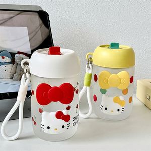 Mignonne tasse en verre résistante aux hautes températures pour filles, portable, grande capacité, avec paille, motif dessin animé, étanche et anti-fuite - Product Image 1