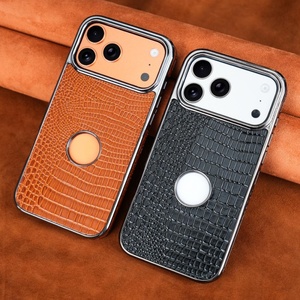 Étui de téléphone professionnel en cuir PU magnétique électroplaqué pour iPhone 17 14 15 16 Pro Max, coque arrière de protection compatible avec la recharge sans fil - Product Image 2