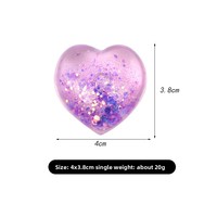 Jouet Squishy Cœur en TPR Souple Transparent, à Rebond Lent, avec Paillettes Maltose Aurora, Sensoriel pour le Soulagement du Stress, Vente en Gros