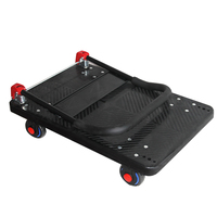 Carretilla de Plataforma Plegable Negra de 4 Ruedas Silenciosas, Capacidad de 660 LB, Carretilla de Mano de Plástico con Plataforma Plana de 36x24 Pulgadas para Compras