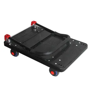 Foldable Black 4 Wheel Mute 300kg Capacity Push Cart Plastic Flatbed Platform Hand Dolly Trolley