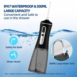 Nettoyeur <span class=keywords><strong>dentaire</strong></span> sans fil noir à <span class=keywords><strong>jet</strong></span> d'eau 300 ml, rechargeable, IPX7, 4 modes, pour usage domestique et voyage, <span class=keywords><strong>meilleur</strong></span> irrigateur buccal, brossette <span class=keywords><strong>dentaire</strong></span> - Product Image 3