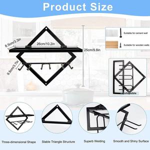 Estante para vino montado en la pared Bar de hierro forjado Estante para vino Montado en la pared Restaurante Hogar Montado en la pared Estante para copas de vino colgante - Product Image 5