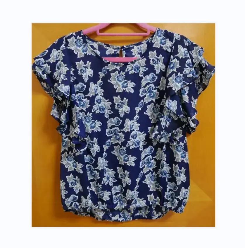 Ikinci el kırpma üst nefes yaz moda boş Polyester kullanılan kadın t-shirt