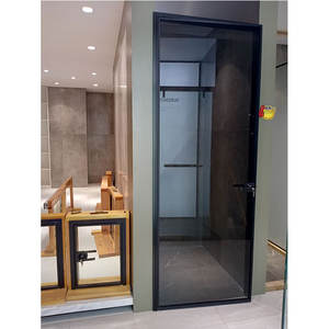 Moderna vendita calda stile estremamente Austere oro rosa telaio stretto <span class=keywords><strong>grigio</strong></span> Tawny vetro alluminio Swing camera da letto Design della <span class=keywords><strong>porta</strong></span> - Product Image 2