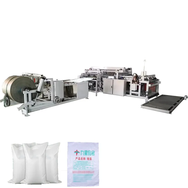 Flour pp woven polypropylene gusset bag line cropping sewing machine making machine production line for serial making machine