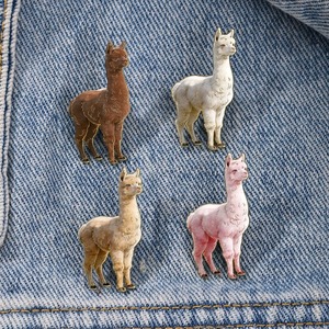 Lindos broches de esmalte de alpaca y <span class=keywords><strong>llama</strong></span>, broches de solapa de animales, decoración para mochilas y ropa, regalo de joyería - Product Image 1