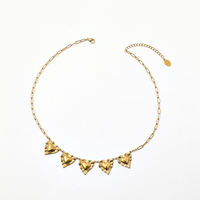 Collier pendentif cœur en acier inoxydable, breloque plate, chaîne fine, fermoir mousqueton, rallonge, diamant, plaqué or 14 carats, moderne et urbain