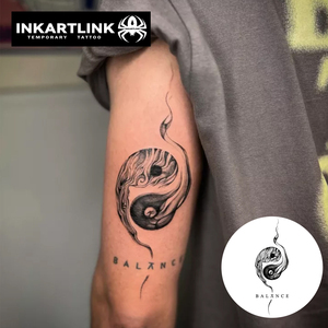 INKARTLINK Autocollant <span class=keywords><strong>de</strong></span> tatouage semi-permanent personnalisé Yin Yang Équilibre Artistique Corporel Imperméable Longue Durée 2 Semaines <span class=keywords><strong>Encre</strong></span> <span class=keywords><strong>Jagua</strong></span> - Product Image 2