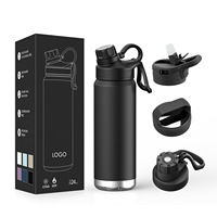 Bouteille d'eau sport transfrontalière au design moderne, en acier inoxydable à double paroi, tasse isotherme sous vide pour l'extérieur, minimaliste et portable