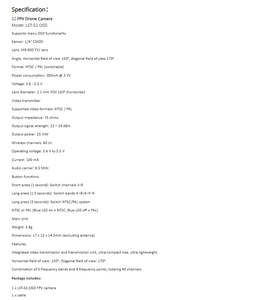 LST-S2 5.8G M8เลนส์800TVL HD ไมโคร CMOS FPV โดรนส่งสัญญาณวิดีโอกล้อง All-in-one หน่วยมุม150 ° 3.6g ntsc/pal - Product Image 6