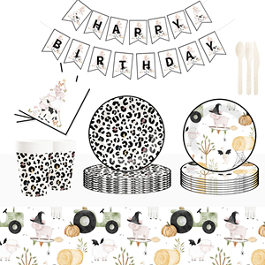 DAMAI - Juego de Vajilla Desechable con Diseño de Animales de Granja, Platos, Vasos y Servilletas de Papel, Decoraciones para Fiestas Infantiles - Product Image 1