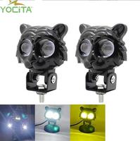 Projecteur LED 12W en forme de hibou diamanté 12000Lm IP67 Étanche Universel Phare avant et feu arrière clignotant pour motos