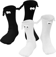 Chaussettes unisexes mi-tube 100% coton longueur d'équipage main dans la main conception magnétique pour couple amis ou soeurs en stock